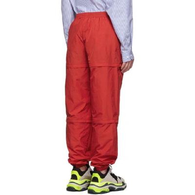 Shop Balenciaga Red Nylon Zipped Lounge Pants In 6400red