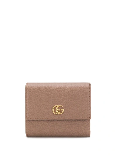 Shop Gucci Gg Marmont Wallet In Neutrals