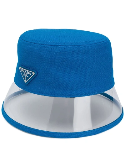 Shop Prada Fabric And Plexiglas Hat - Blue