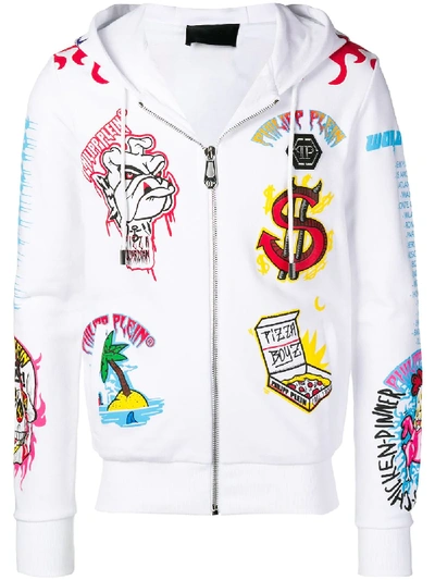 Shop Philipp Plein Pizza Boy Hoodie - White