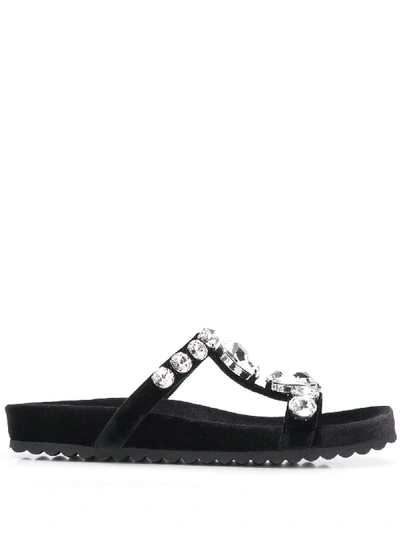 Shop Miu Miu Crystal-embellished Sandals - Black