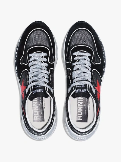 Shop Golden Goose Black, Red And White Donna Suede Sneakers In Black Red Star