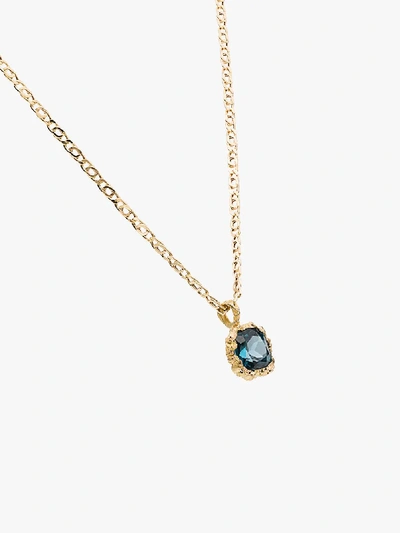 Shop Anais Rheiner 18k Yellow Gold Topaz Pendant Necklace In Blue