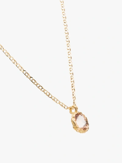 Shop Anais Rheiner 18k Yellow Gold Morganite Pendant Necklace In Metallic