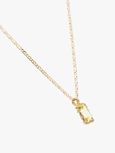 Shop Anais Rheiner 18k Yellow Gold Quartz Pendant Necklace In Green