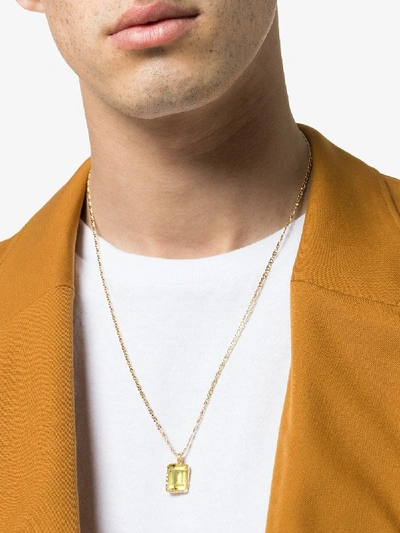Shop Anais Rheiner 18k Yellow Gold Quartz Pendant Necklace In Green