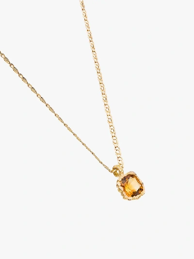 Shop Anais Rheiner 18k Yellow Gold Citrine Pendant Necklace In Orange