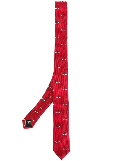 Shop Fendi Bag Bugs Tie In Red
