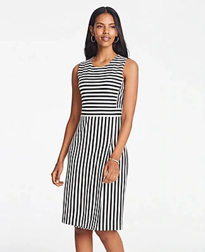Shop Ann Taylor Petite Striped Knit Sheath Dress Size 6 Black Women's