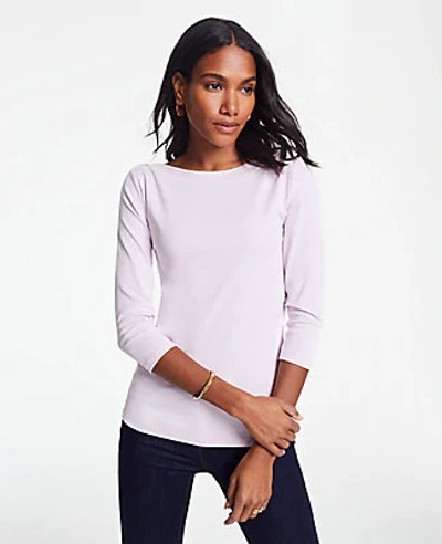 Shop Ann Taylor 3/4 Sleeve Boatneck Luxe Tee In Pink