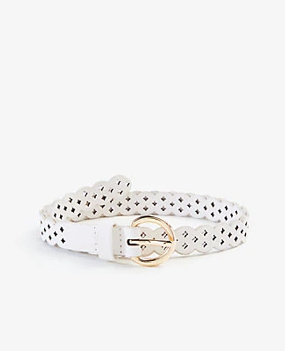 Shop Ann Taylor Perforated Skinny Belt In White