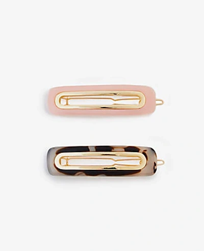 Shop Ann Taylor Rectangle Hair Clip Set In Pink