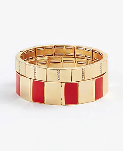 Shop Ann Taylor Pave Enamel Stretch Bracelet Set In Gold