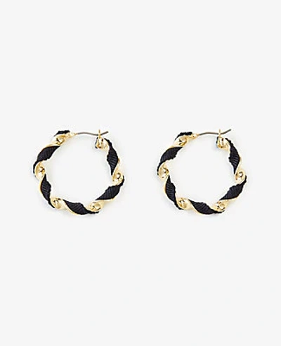 Shop Ann Taylor Grosgrain Hoop Earrings In Gold