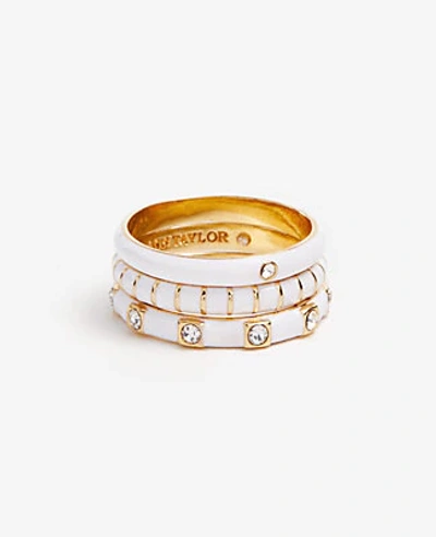 Shop Ann Taylor Enamel Stackable Ring Set In White