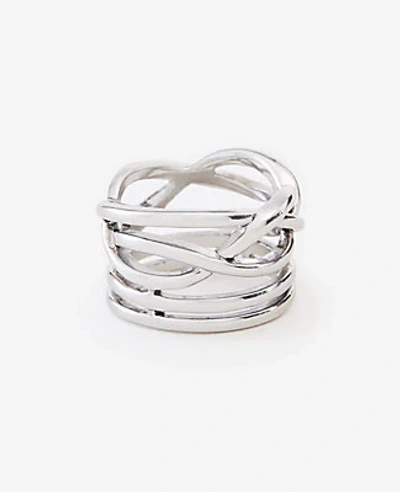 Shop Ann Taylor Intertwined Metallic Ring In Silver