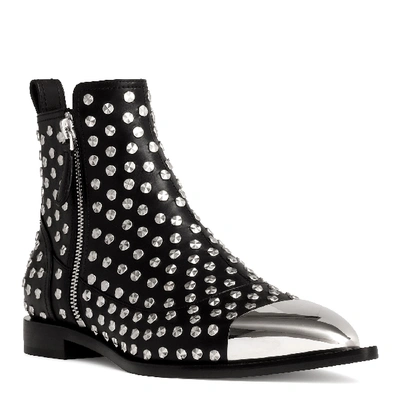 Shop Alexander Mcqueen Black Leather Studded Ankle Boots