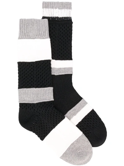 Shop Sacai Stripe Socks - Black
