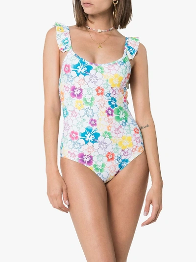 Shop All Things Mochi Vienna Floral Ruffled Sleeve Swimsuit In Multi Floral