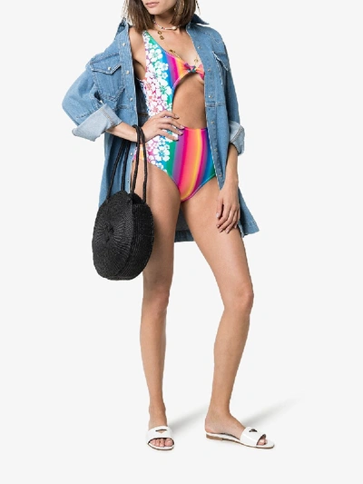 Shop All Things Mochi Mila Front Cutout Swimsuit In Rainbow