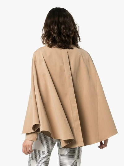 Shop Rosie Assoulin Short Belted Cotton Blend Cape Jacket In Beige