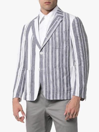 Shop Thom Browne Single-breasted Striped Blazer In Blue