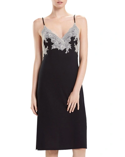 Shop Natori Luxe Shangri-la Nightgown In Black/pink