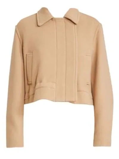 Shop Chloé Boxy Wool-blend Jacket In Worn Brown