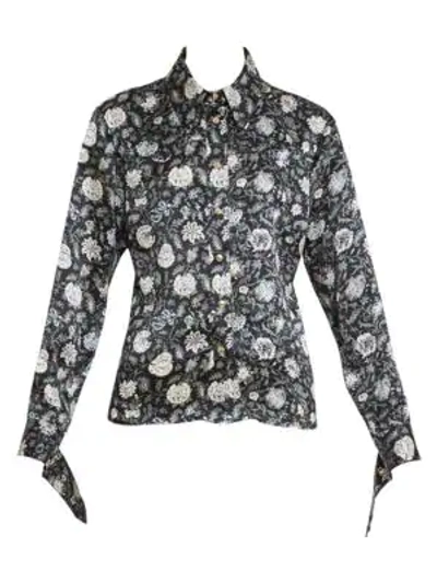 Shop Chloé Floral Silk Western Shirt In Black