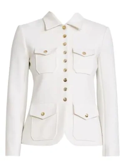 Shop Chloé Snap Button Military Jacket In Whisper White