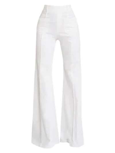 Shop Chloé Stretch Denim Bell Bottoms In White