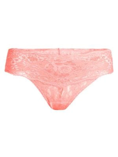 Shop Hanky Panky Women's American Beauty Rose Lace Thong In Pink Parfait