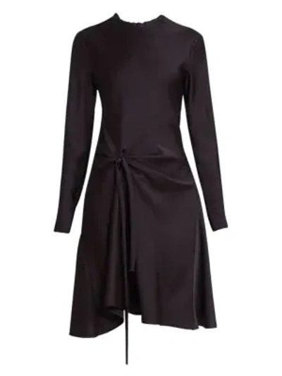 Shop Chloé Knot Detail Long Sleeve A-line Dress In Black
