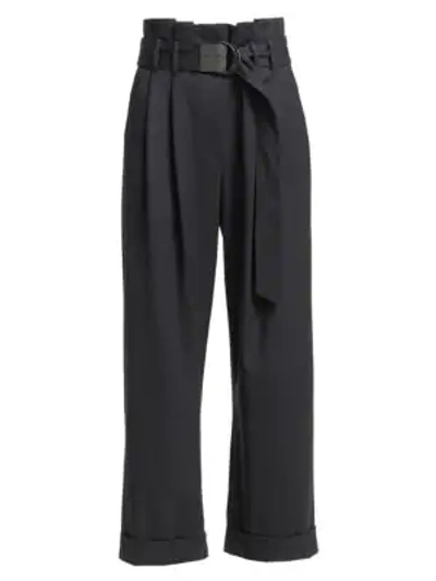 Shop Brunello Cucinelli Full Length Cuffed Trousers In Midnight