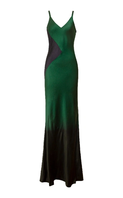 Shop Alejandra Alonso Rojas Hand Dyed Silk Slip Gown In Green