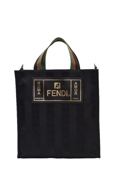 Shop Fendi Black Canvas Tote Bag In Nero