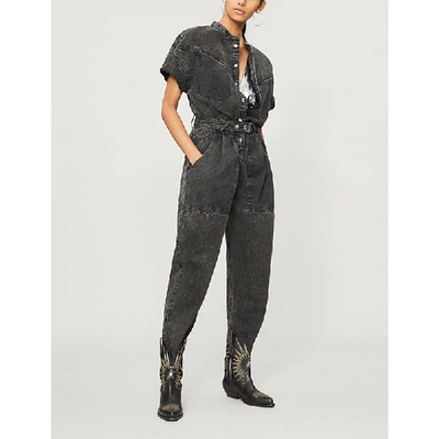 Shop Isabel Marant Tundra Denim Jumpsuit In Faded Black