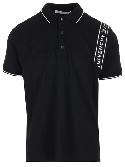 Shop Givenchy Logo Stripe Polo Shirt In Black