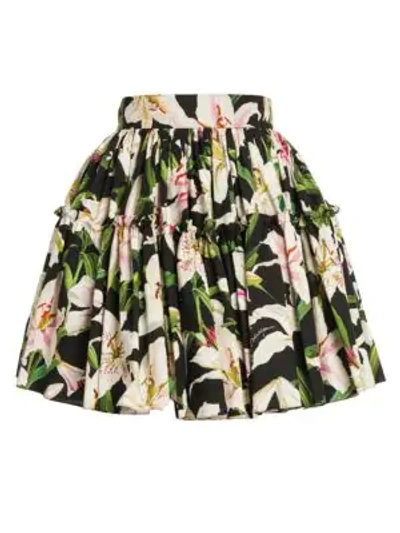 Shop Dolce & Gabbana Lily Print Mini Skirt In Black Base Lily Print