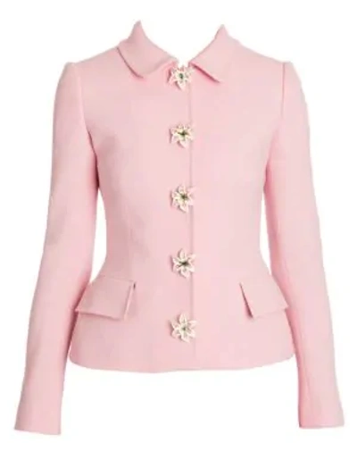 Shop Dolce & Gabbana Lily Button Wool Jacket In Pink
