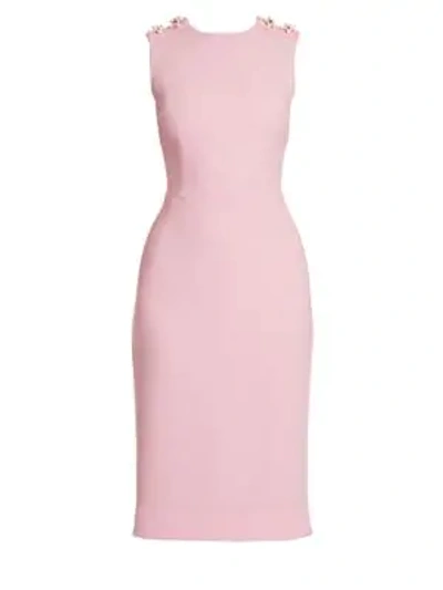 Shop Dolce & Gabbana Floral Accent Sheath Dress In Pink