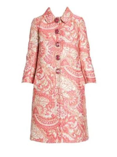 Shop Dolce & Gabbana Jewel Button Jacquard Coat In Pink