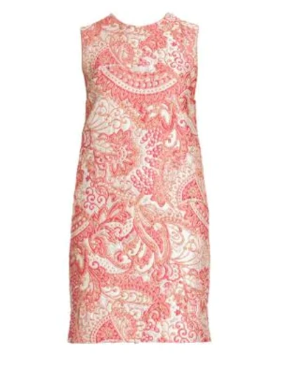 Shop Dolce & Gabbana Sleeveless Jacquard Shift Dress In Pink