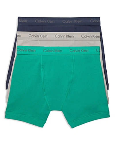 Shop Calvin Klein Cotton Stretch Boxer Briefs, Pack Of 3 In Ghost Gray/tourney/indigo