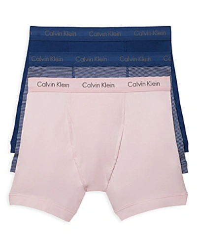 Shop Calvin Klein Cotton Stretch Boxer Briefs, Pack Of 3 In Pink/blue Stripe/blue