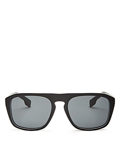 Shop Burberry Men's Check Square Sunglasses, 54mm In Black/gray