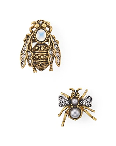 Tory Burch Mismatched Bug Stud Earrings In Brass/ Pearl / Crystal | ModeSens