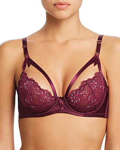 Shop Dita Von Teese Madame X Lace Underwire Bra In Dark Cherry