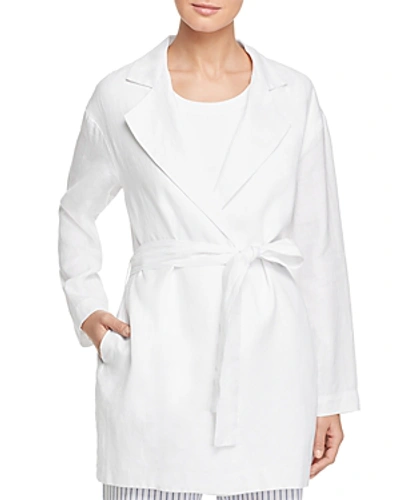 Shop Dkny Donna Karan New York Linen Wrap Jacket In White
