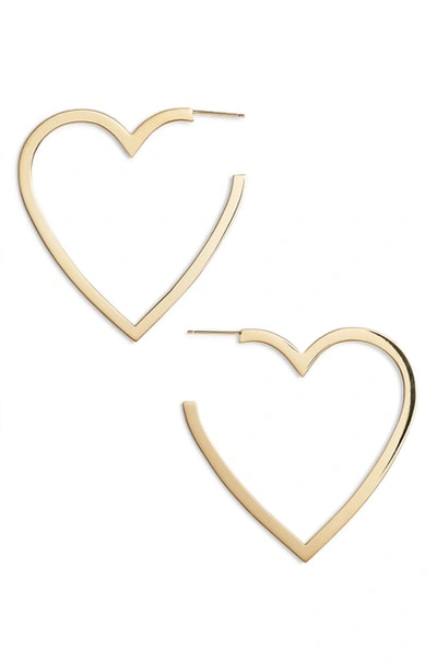 Shop Jennifer Zeuner Larissa Medium Open Heart Earrings In Yellow Vermeil